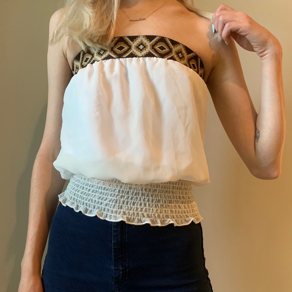 White chiffon tube top